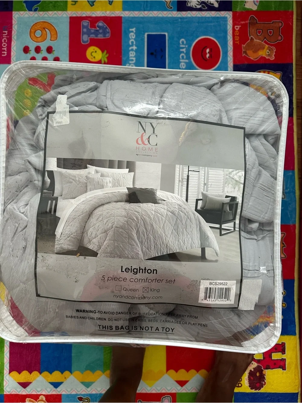 New York & Company Light Gray Quilted Comforter Set